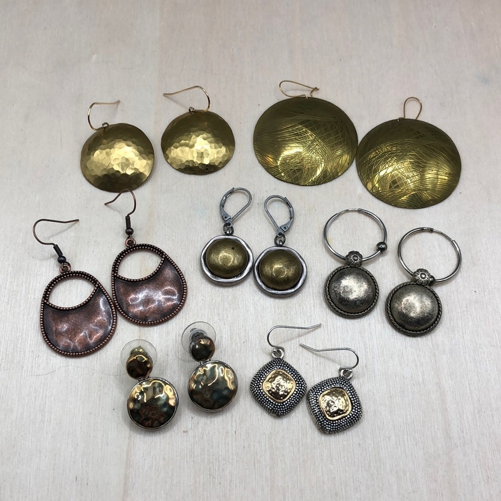 Bundle lot 7 modernist style statement earrings.